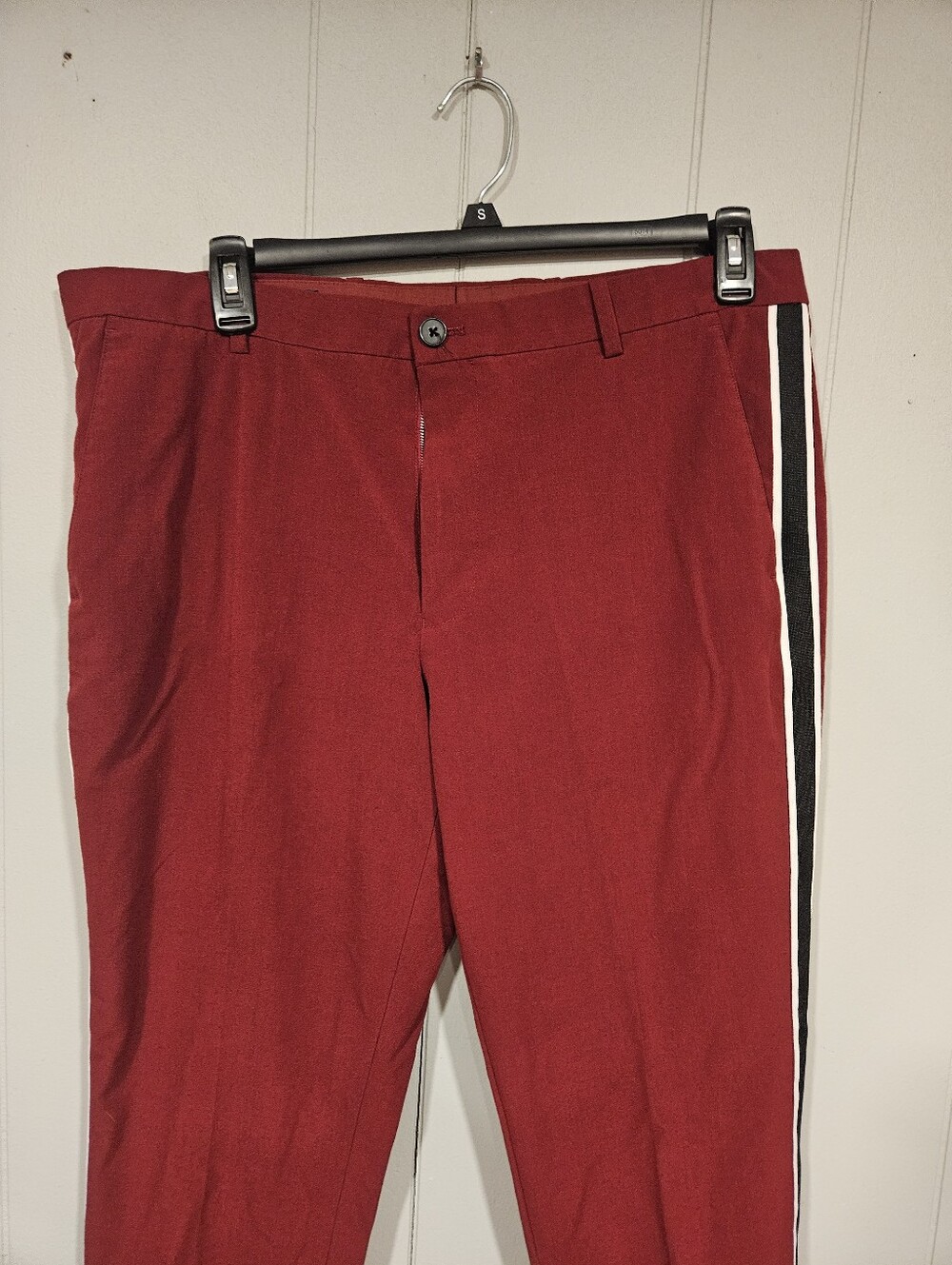 INC International Concepts Men's 36x30 Maroon Leg Striped Slim Fit Dress Pants - Picture 2 of 6